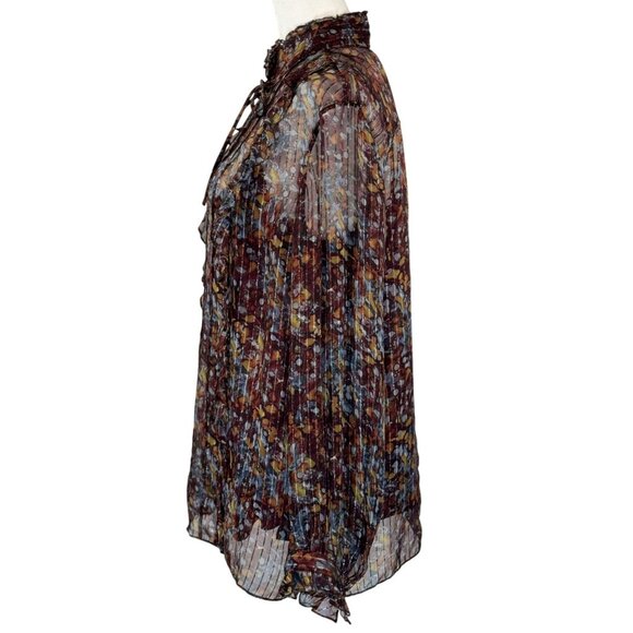 Lafayette 148 New York Sz L Womens Floral Summer Set Sheer Blouse Satin Camisole - Picture 4 of 12